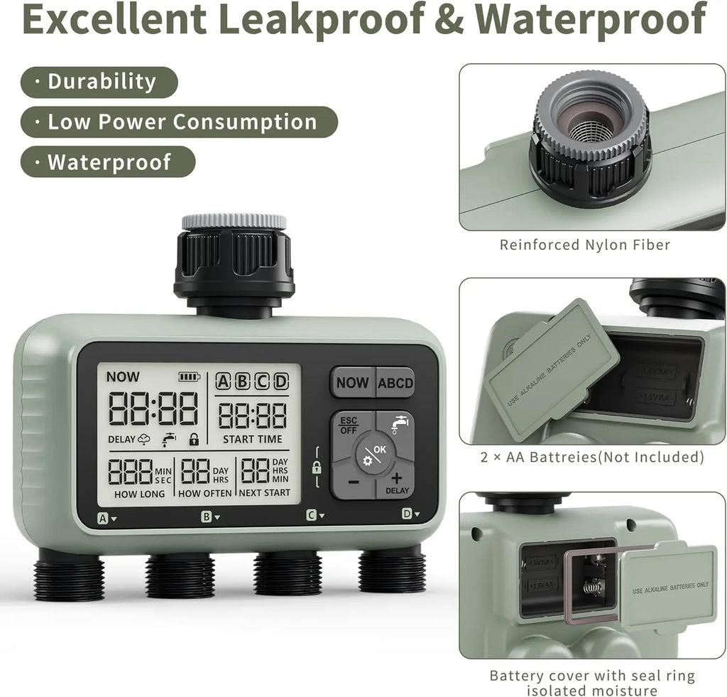 Water Timer 4 Zone Garden Programmable Automatic Irrigation Timer