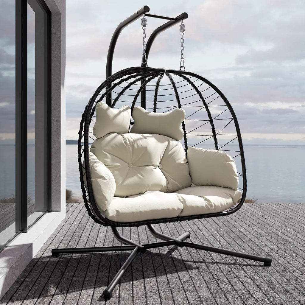 Double Hanging Egg Chair with Cushion,Capacity 700lbs