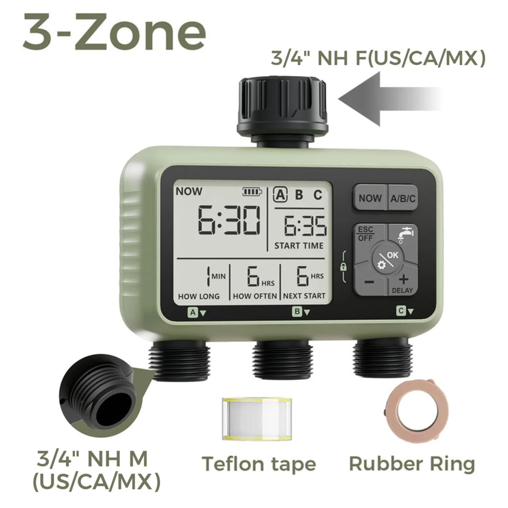 Water Timer 4 Zone Garden Programmable Automatic Irrigation Timer