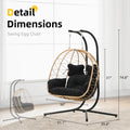 Double Hanging Egg Chair with Cushion,Capacity 700lbs